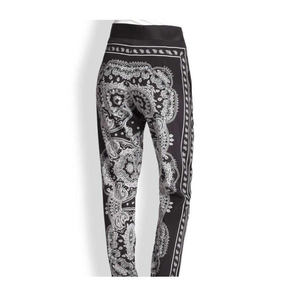 DKNY Silk Bandana Print Pants Black White size 8 Resortwear Boho Summer Spring